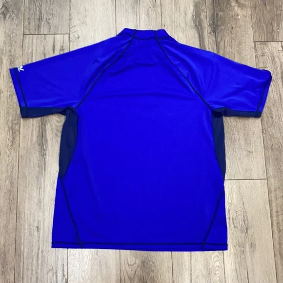 Speedo Men's Royal/Navy Blue Block The Burn UV Protection Rash Guard - Picture 2 of 5